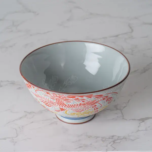 Urban Tokyo – Großhandel Dekorative Platte/Teller/Schüssel – Japanese Phoenix Reisschale aus Porzellan, 10 Unzen, D x 2,5 Zoll H4