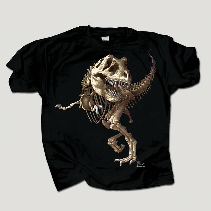 T-Rex Skeleton T-Shirt für Erwachsene aus 100% HW-Baumwolle für den Großhandel von Atlas Screen Printing