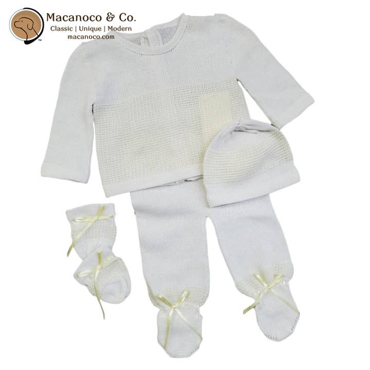 Alton Knit Set - White/Yellow for wholesale by Macanoco and Co.