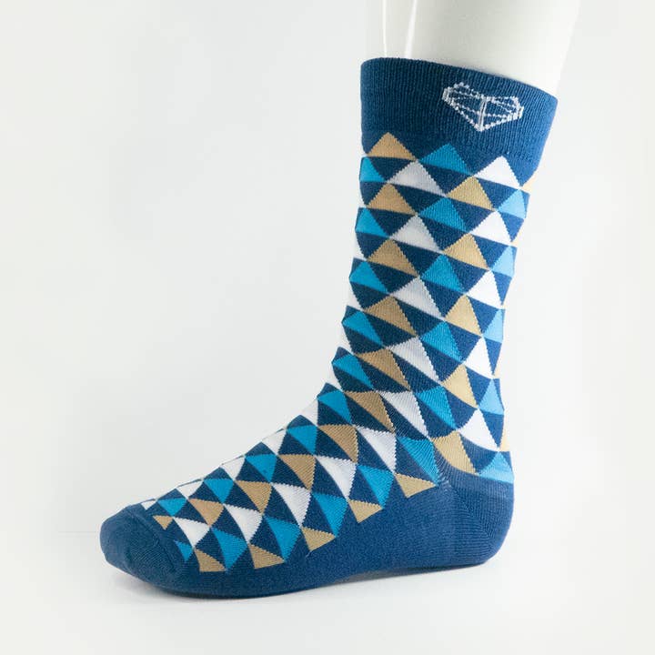 Chaussettes pour hommes, Triangle bleu pour la vente par Fern House Collective