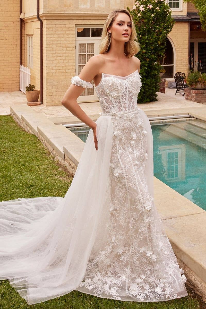 Off White Fit & Flare Bridal Gown With Removable Skirt for wholesale on Faire