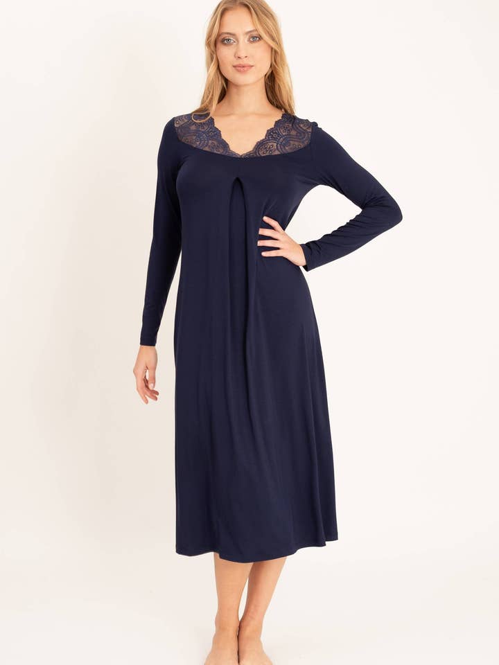 4318 Midi Nightdress With Long Sleeves for wholesale by Oh!Zuza