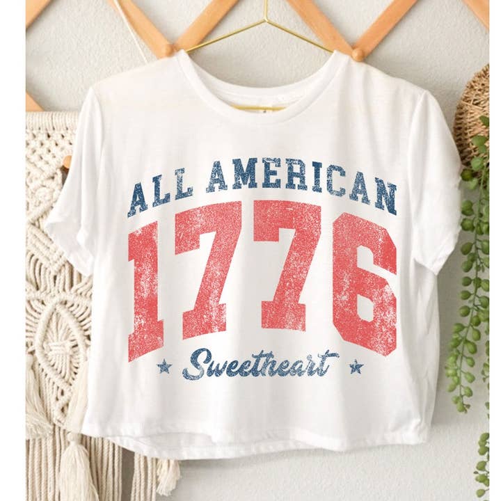 HRTandLUV - Wholesale T-Shirt (Graphic) - Women's - ALL AMERICAN 1776 SWEETHEART GRAPHIC CROP TOP0
