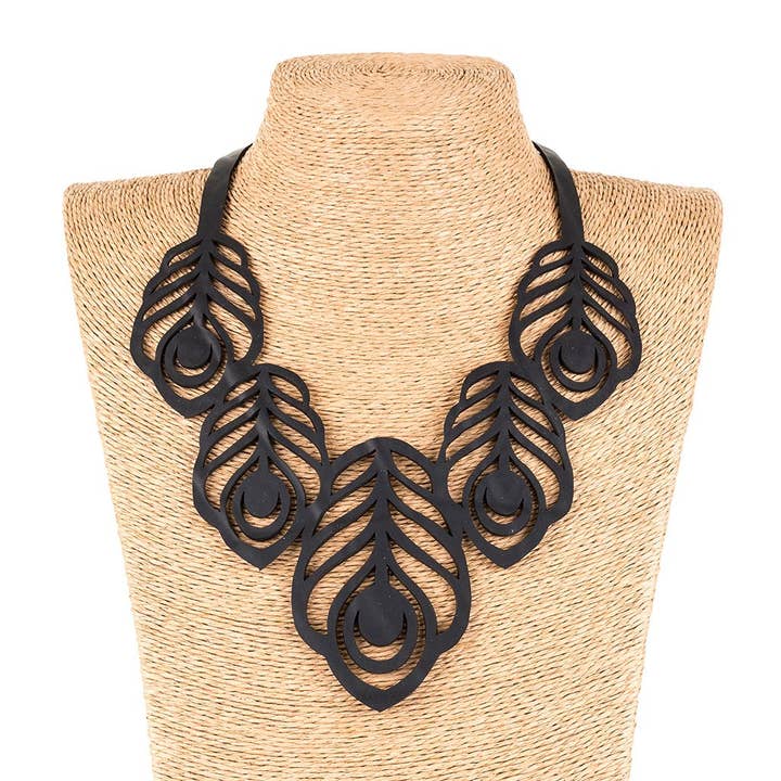 Peacock Feather Necklace for wholesale by paguroupcycle