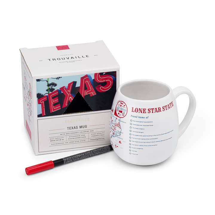Texas Map Color In Ceramic Mug for wholesale by Trouvaille Global