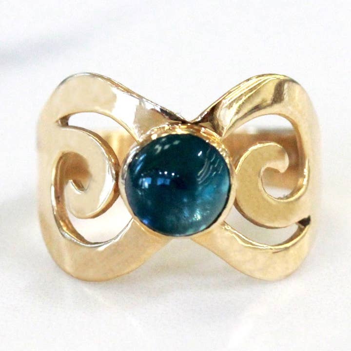 Roya Solid Gold Statement Ring with Tourmaline for wholesale by Kimiya Designs