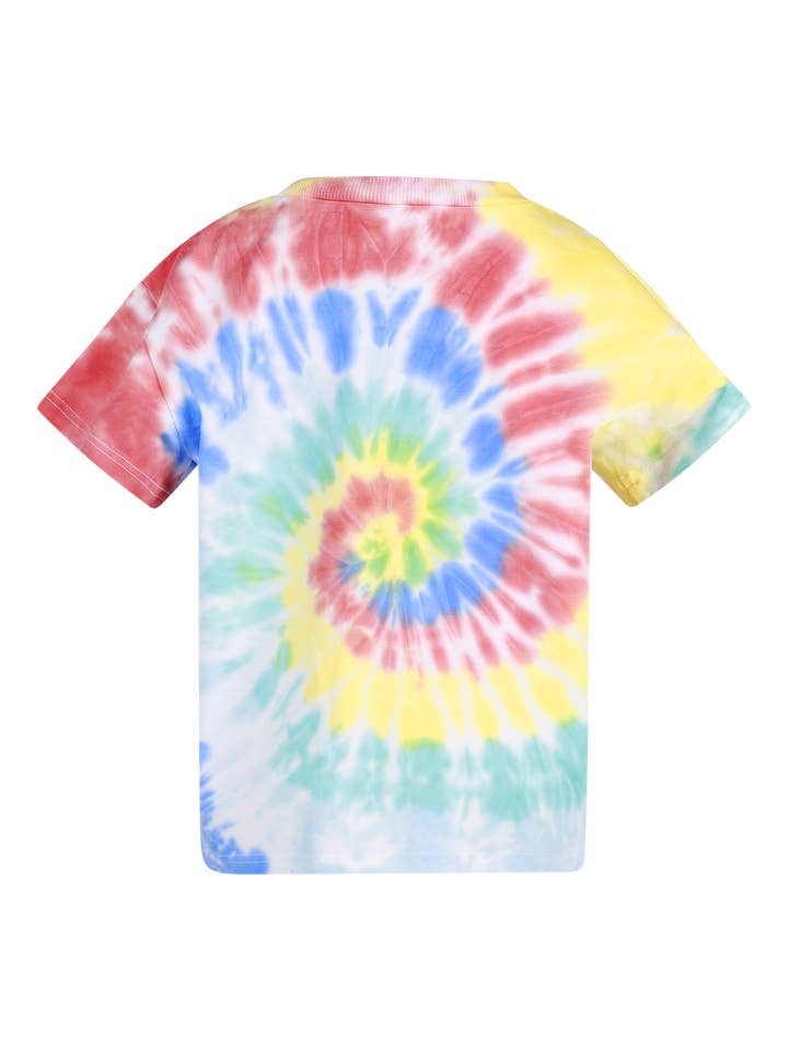 Rainbow COSMIC POWERS TIE DYE SHORT SLEEVE T-SHIRT for wholesale on Faire4