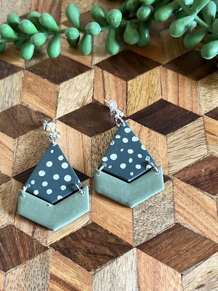 Navy dot dangles for wholesale by Rae and Clay