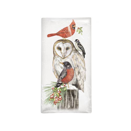 Stacked Winter Birds Bagged Towel for wholesale by Mary Lake-Thompson Ltd.