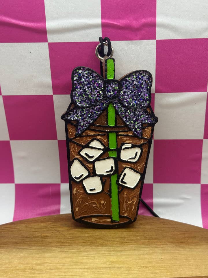 Iced Coffee w/ Bettlejuice Bow Freshie for wholesale by Faiths Craft Cabin