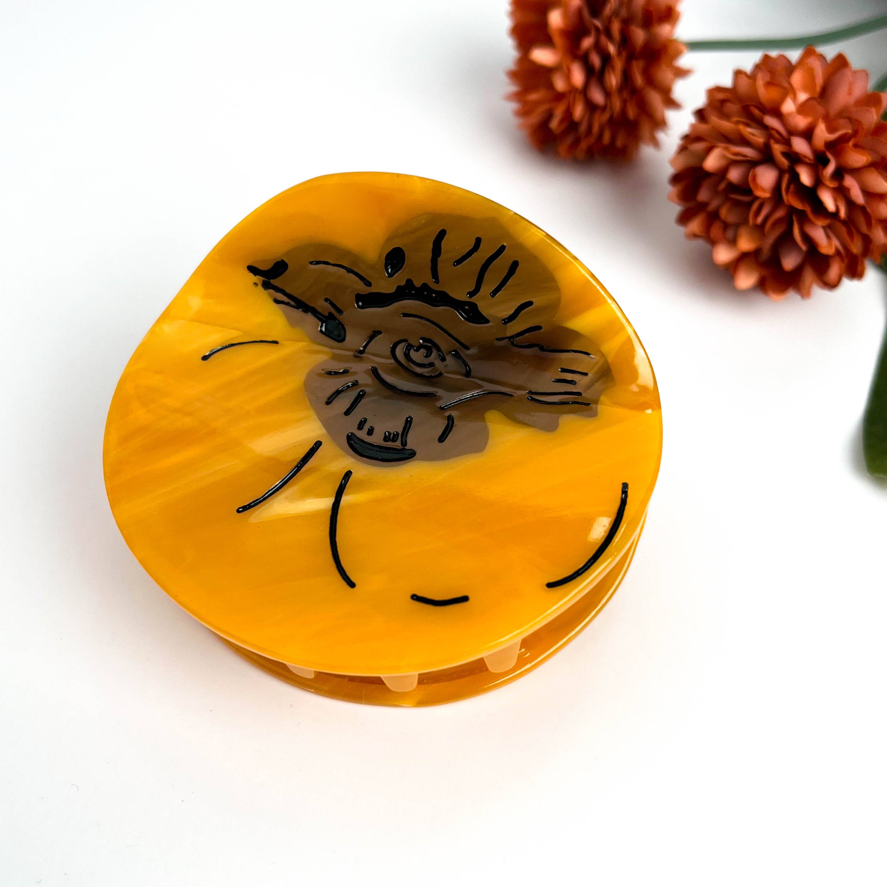Orange Lucky Persimmon Fruit Acetate Hair Claw Clip for wholesale on Faire1