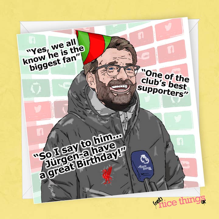 Carte d'anniversaire de Jurgen Klopp | Carte d'anniversaire de Liverpool pour la vente par NotNiceThings