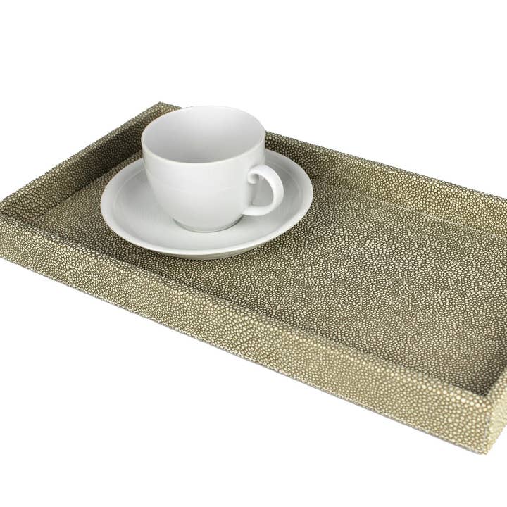 Rectangular tray, artificial leather, stingray, green cosmetic tray for wholesale by Signature Home Collection GmbH