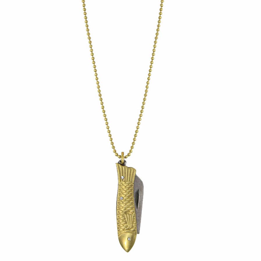 Brass Sand - Wholesale Pendant/Charm Necklace - Fish MiniKnife
