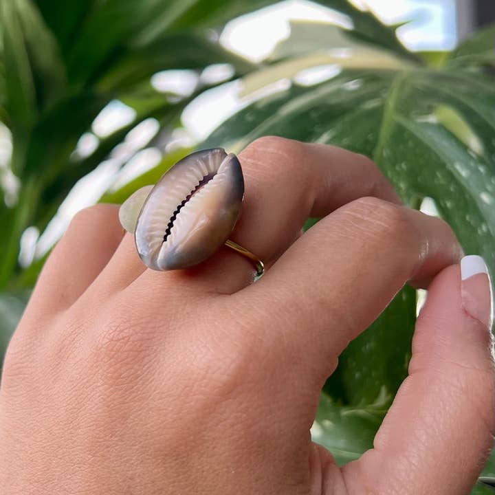 HALT - Wholesale Cocktail/Statement Ring - Honey Cowrie Ring | Boho Surfer Beach Jewelry3
