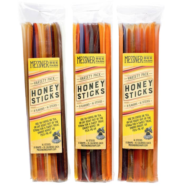 Honey Sticks Variety Pack - Pack of 16 for wholesale by Messner Bee Farm