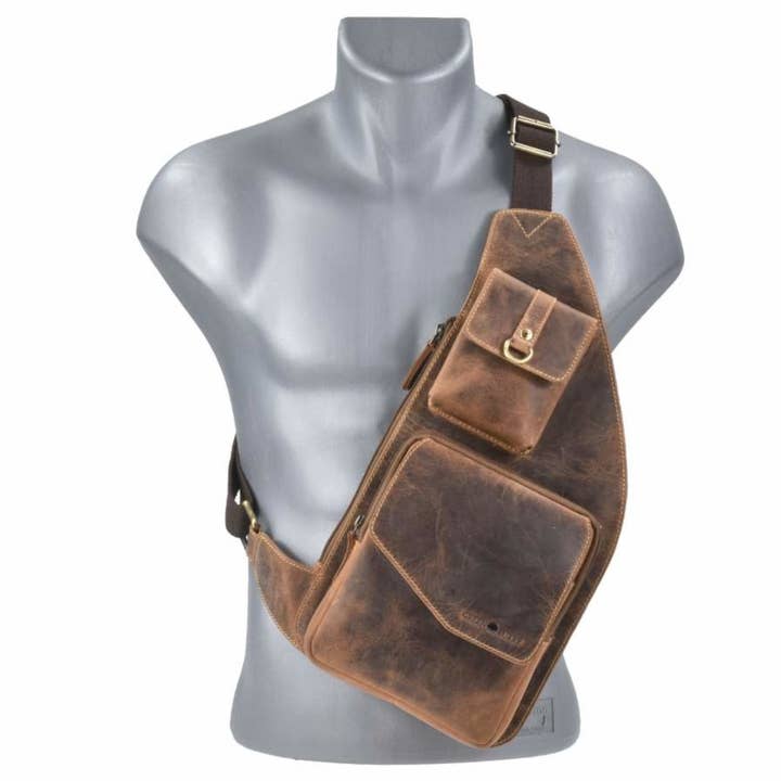 Leather shoulder bag Crossover "VINTAGE" for wholesale by Globe Trott-Air