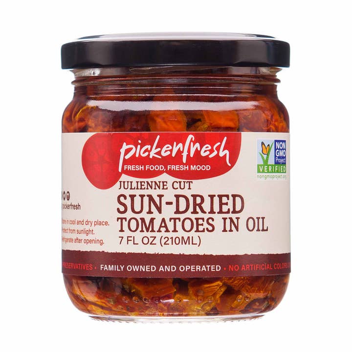 Pickerfresh - Wholesale Pickled Vegetables - Julienne Cut Sun Dried Tomato in Oil with Herbs0