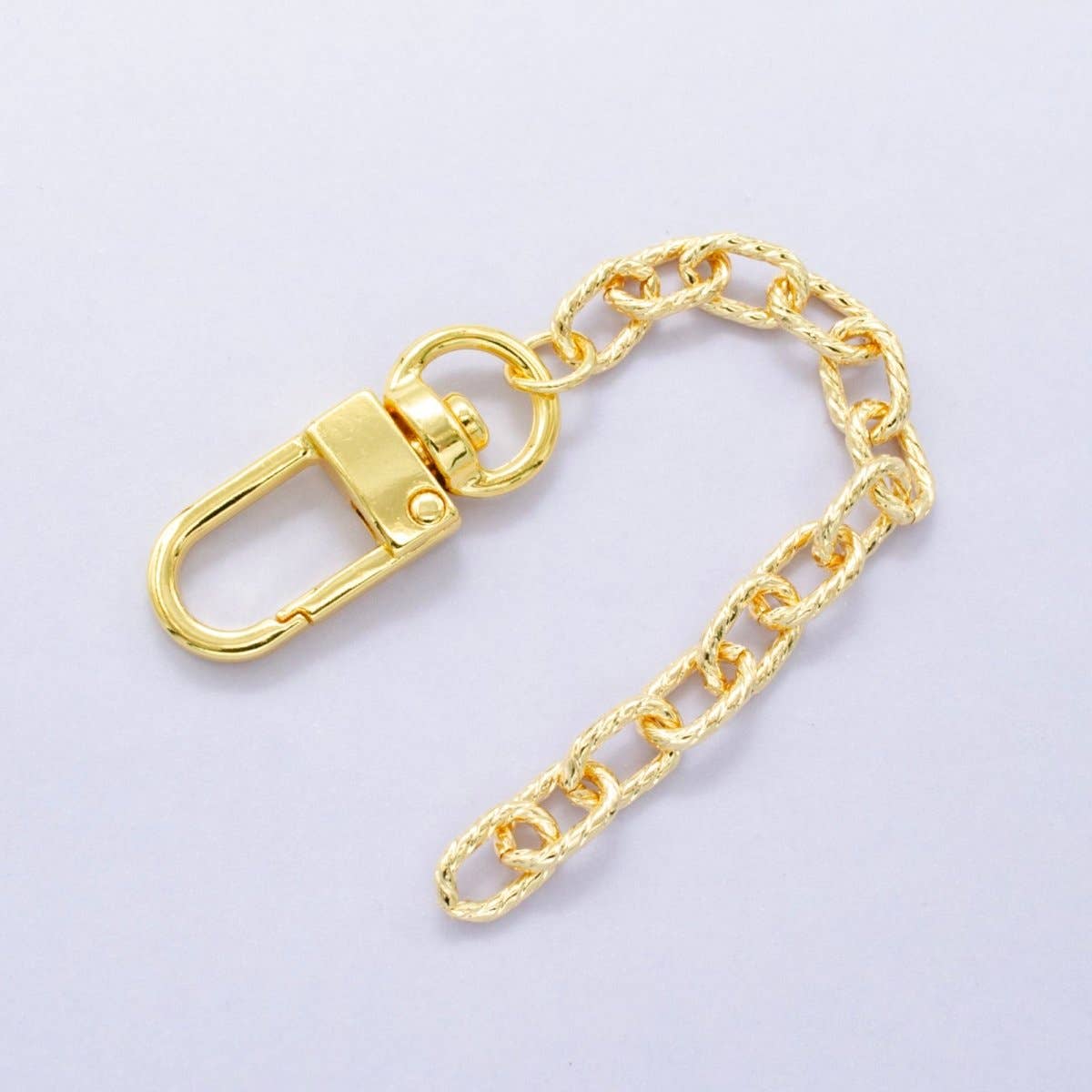 Aim Eternal - Wholesale Keychain - Women's - 24K Gold Filled 5-Inch Lined Paperclip Chain Bag Purse Charm Swivel Keychain Findings | WA-29020
