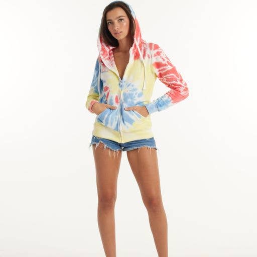Tie Dye Full Zipper Fleece Hoodie for wholesale by Trade Heritage
