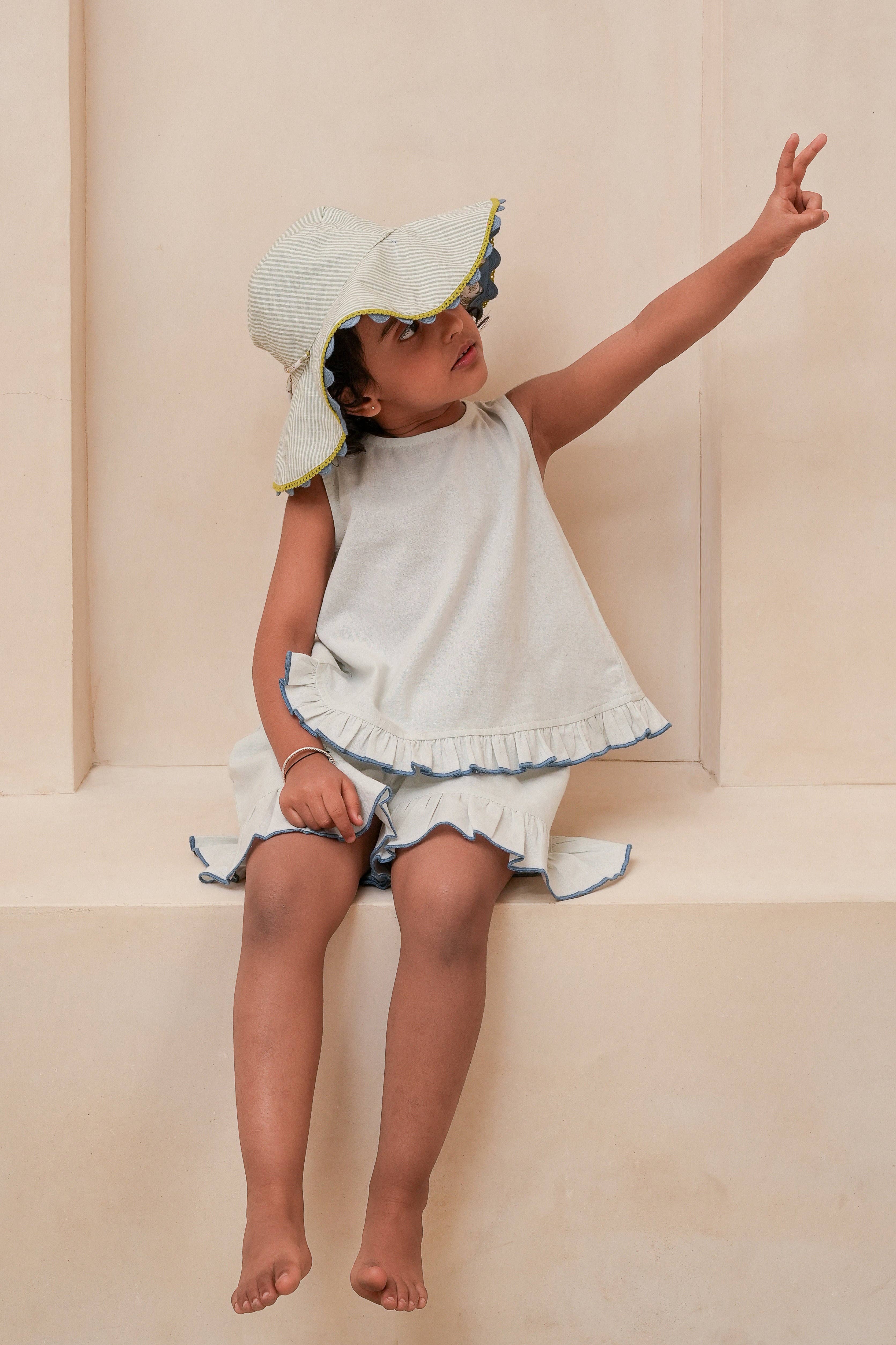 Yo Baby - Wholesale Sun Hat - Kids - Reversible Hat in Blue Block Print : Infant : Toddler : Tween3