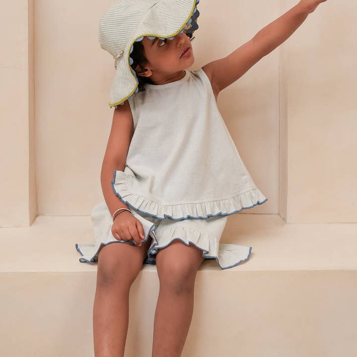 Yo Baby - Wholesale Sun Hat - Kids - Reversible Hat in Blue Block Print : Infant : Toddler : Tween3