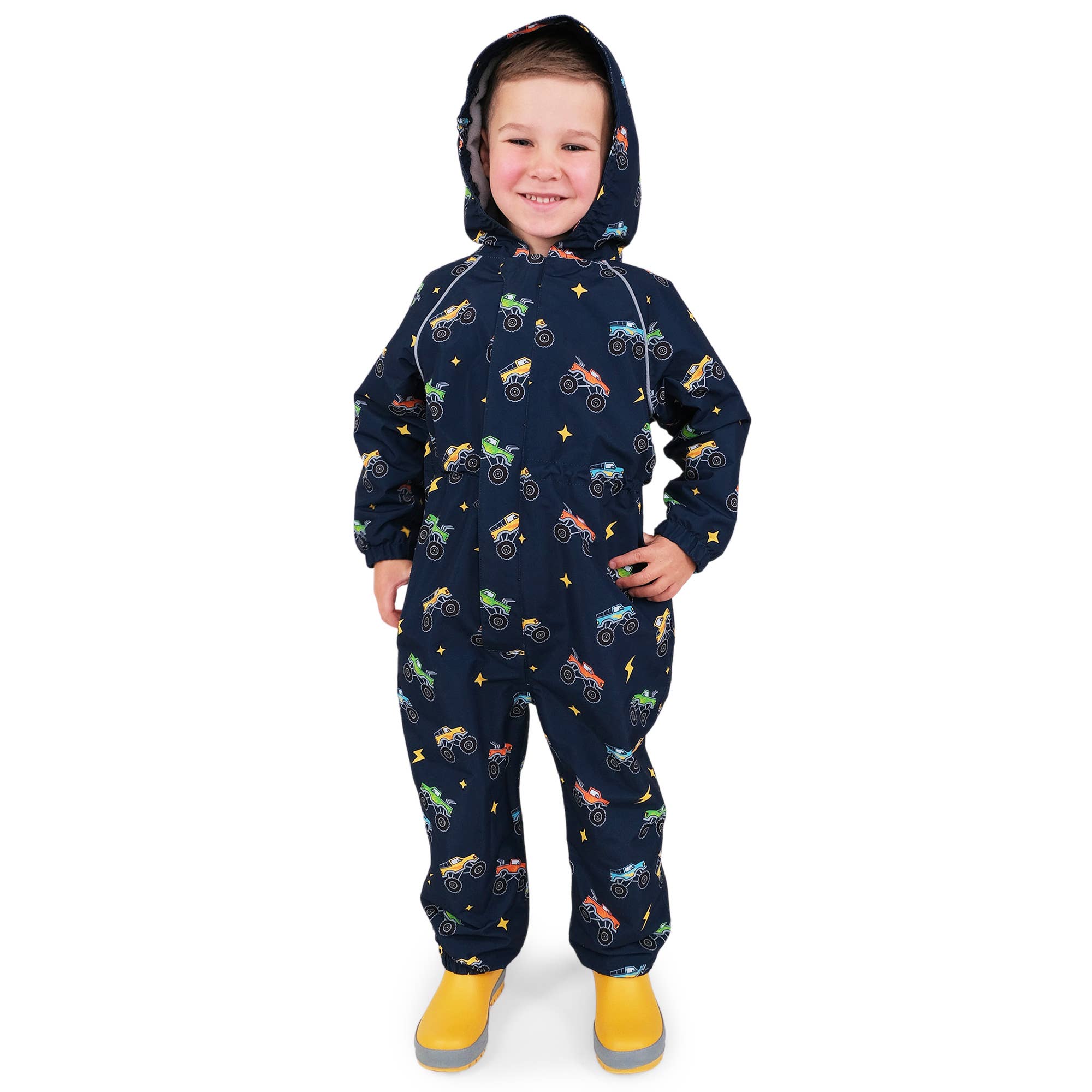 Jan & Jul - Wholesale Rain Suit - Kids - Big Trucks | Cozy-Dry Waterproof Play Suit