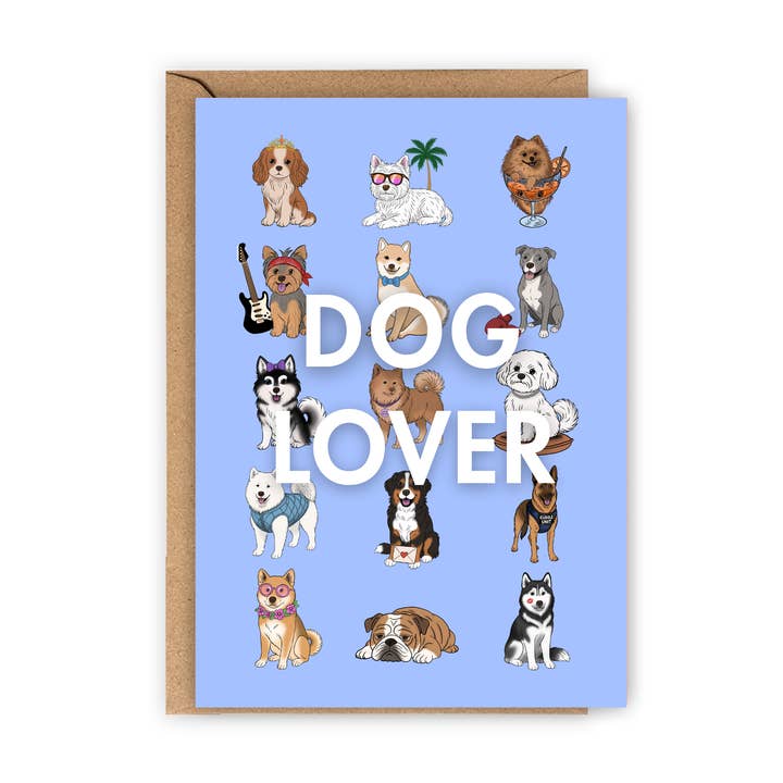 Carte Dog Lover Versie blauw voor wholesale door LOLLYPOPARTSTUDIO