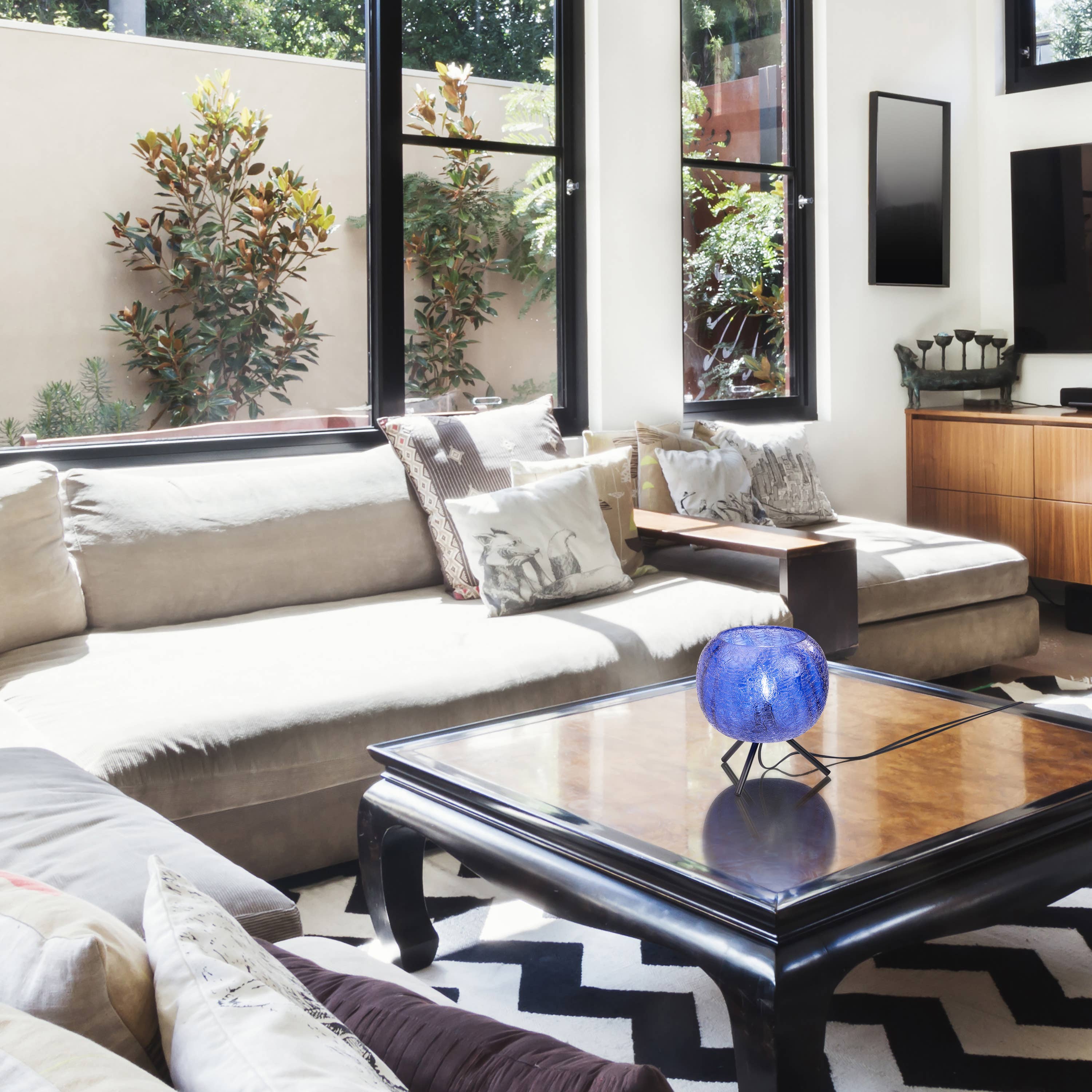 River of Goods - Wholesale Accent/Desk Lamp - 11.5"H Libby Tripod Table Lamp with Blue Glass Globe Shade0