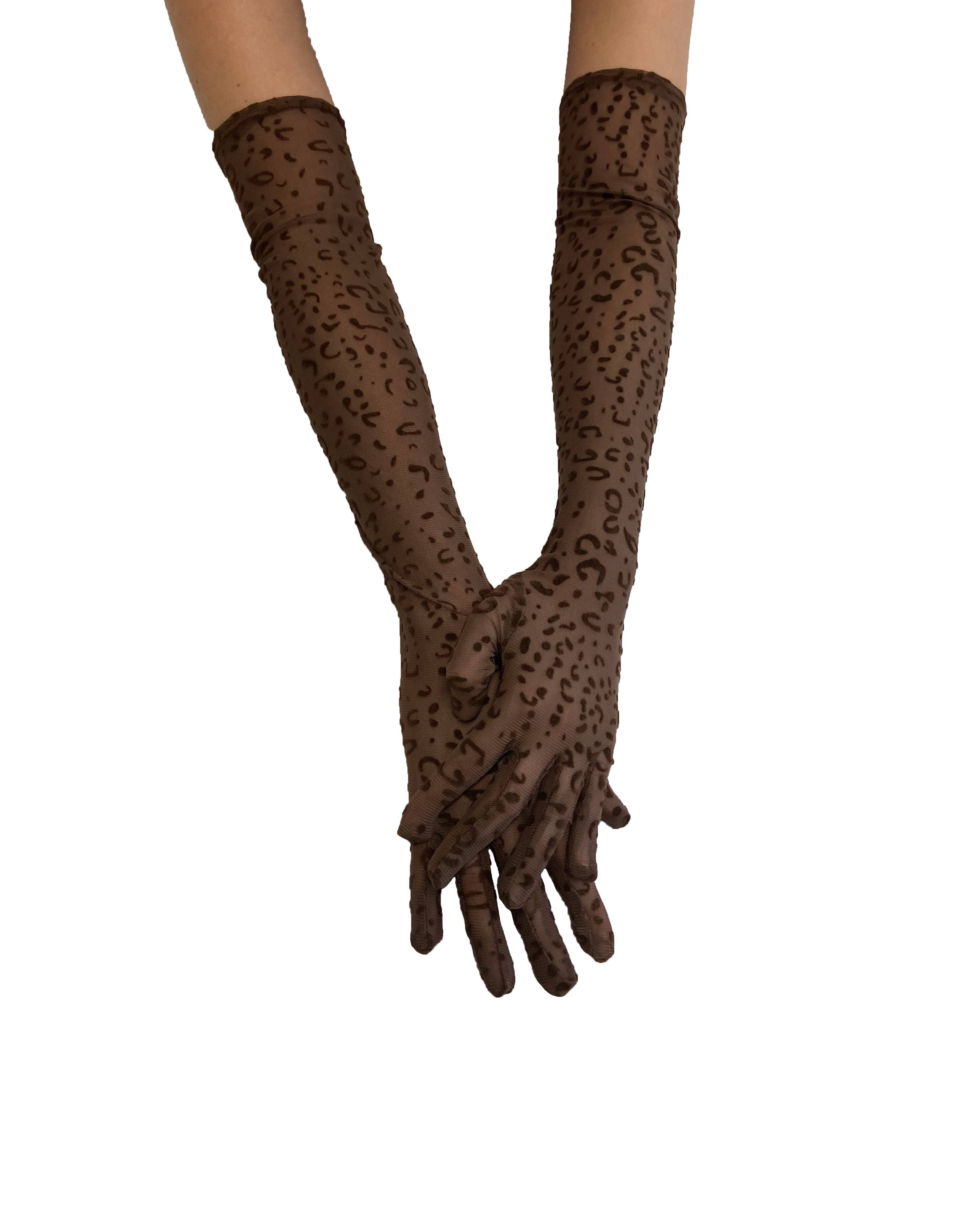 Brown Sheer Leopard Gloves -Clearance for wholesale on Faire0