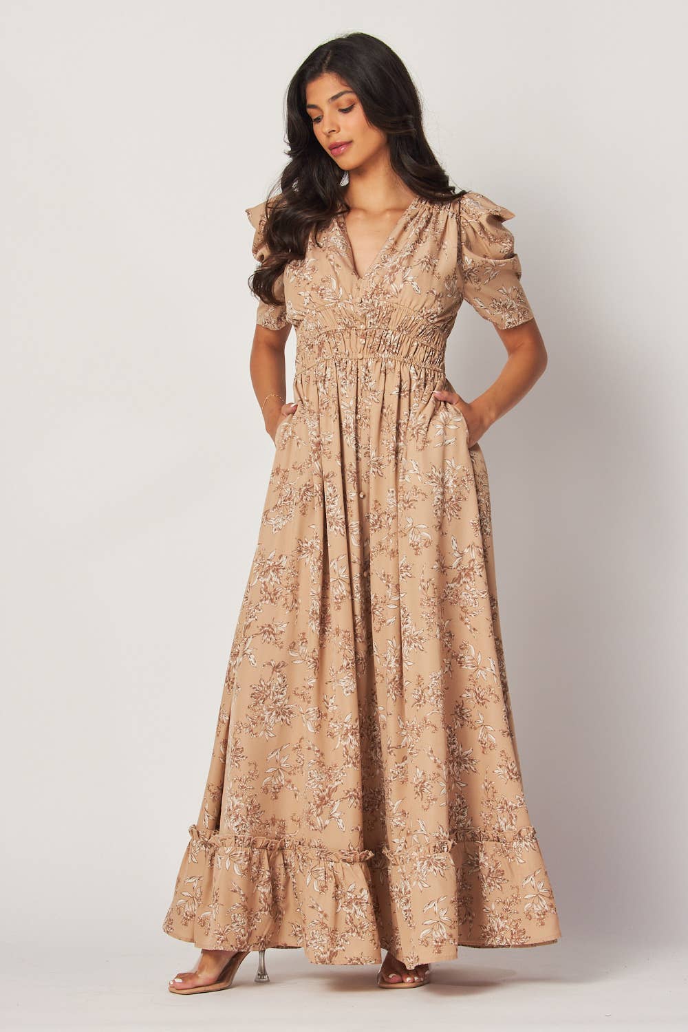 Peace Love Line – wholesale Klänning - Dam – PL5166 - BLOMMIG TRYCKT VÄVD MAXIKLÄNNING9