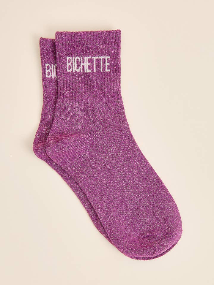 Glittriga lila strumpor BICHETTE vit | Komfort & Stil för wholesale av Voguette Paris