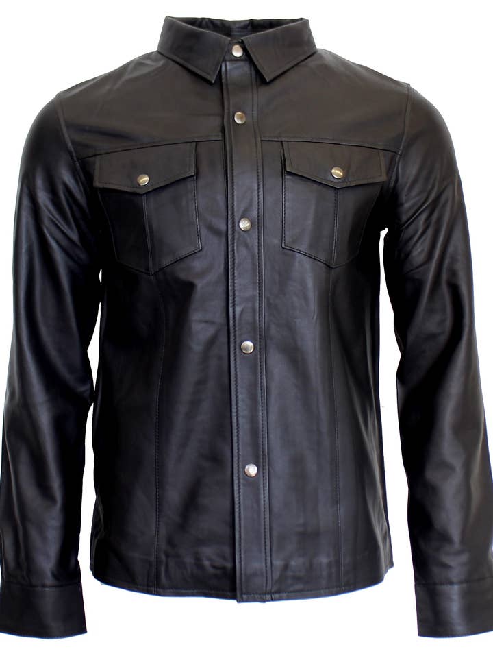 Camicia da uomo in pelle a maniche lunghe - pelle di agnello premium per la vendita all'ingrosso da parte di Ricano