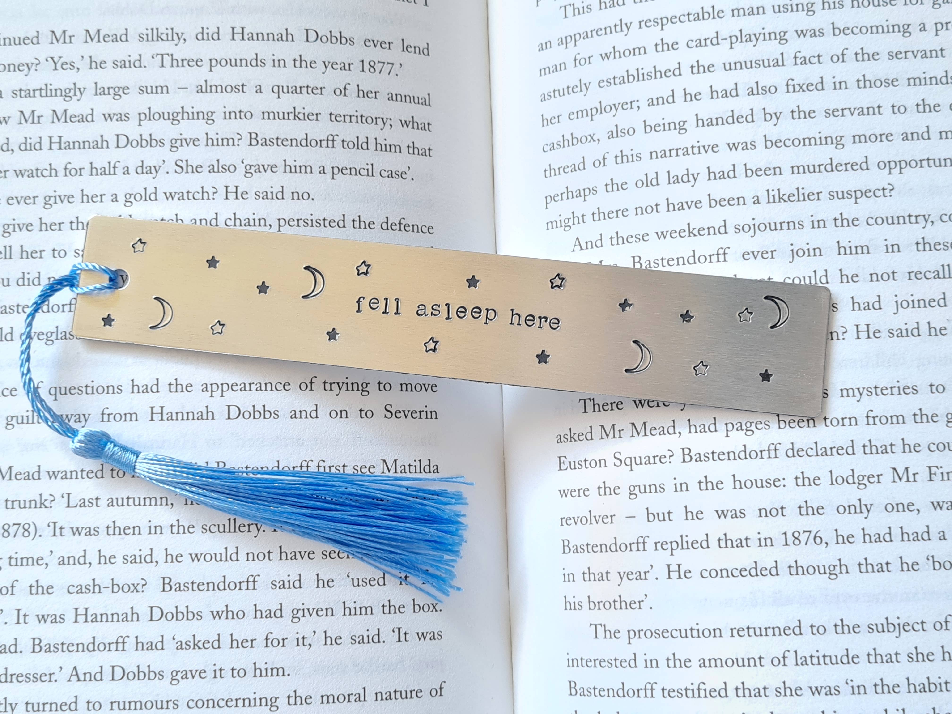 Enchanted Endings - Wholesale Bookmark - Fell Asleep Here - Hand Stamped Metal Bookmark3