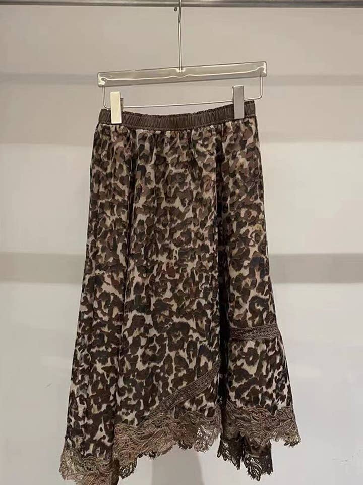 Falda midi con dobladillo de encaje para venta al por mayor de Mccolin