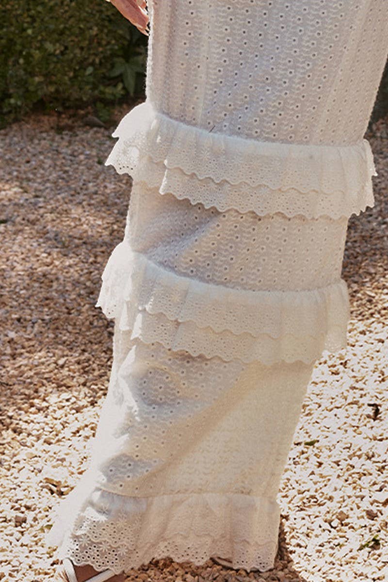 WHITE CWDMD3014_WHITE CROCHET SLIM SUSPENDER LONG DRESS for wholesale on Faire4