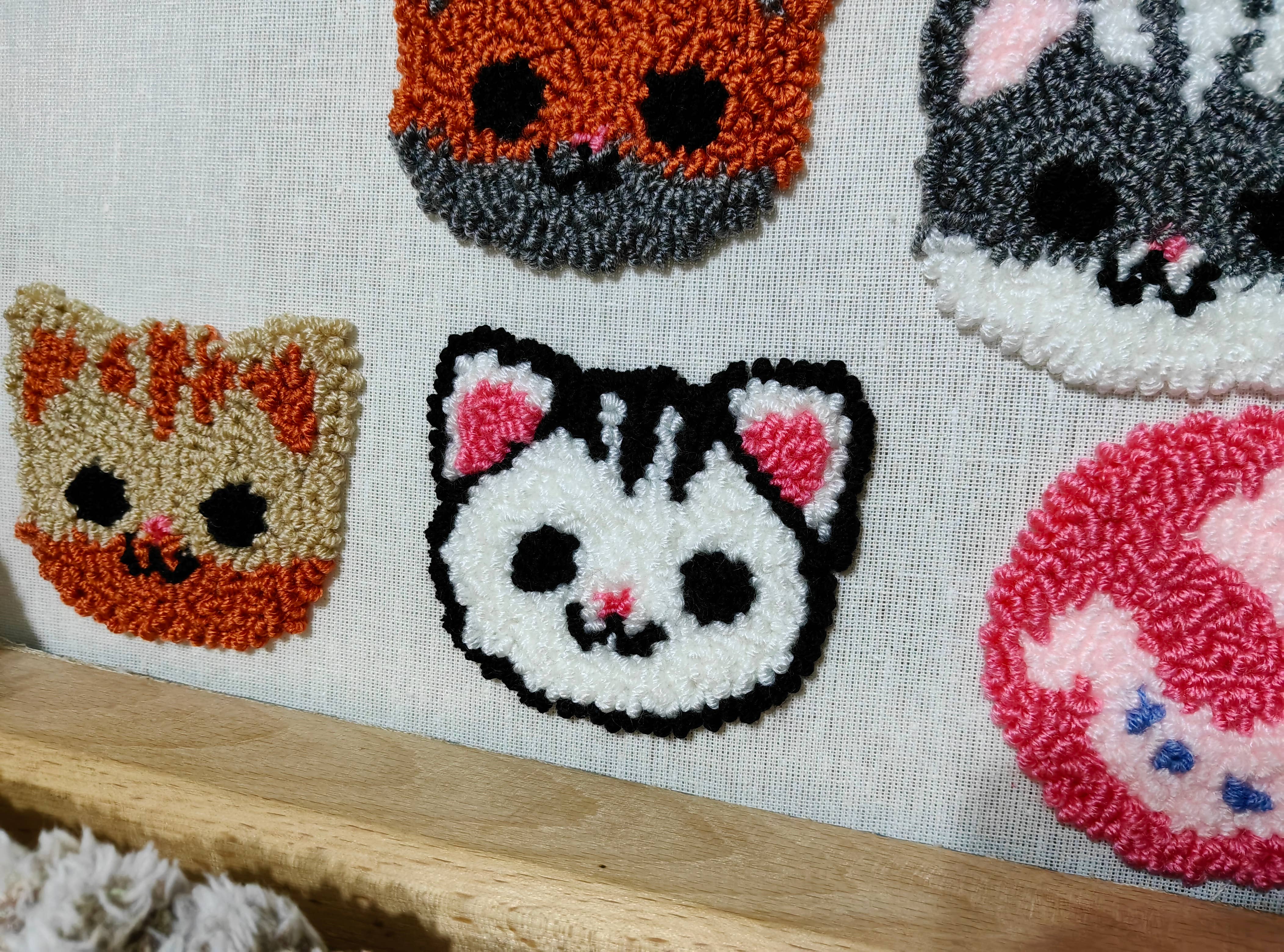 despinacrafting – wholesale Car coaster – women's – Punch Needle Cat Car Coaster1