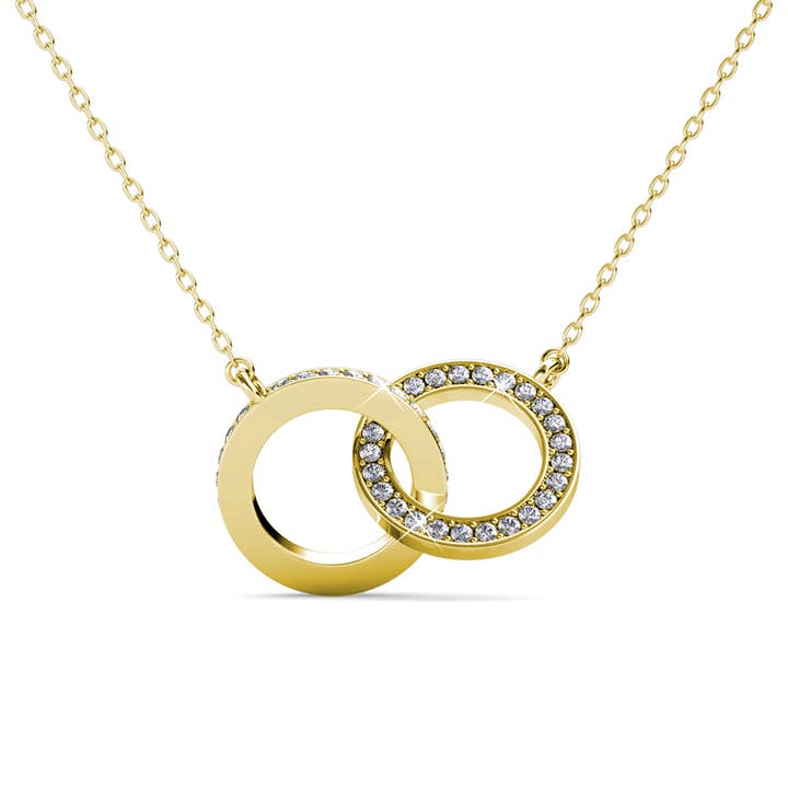 Circle Twin Pendants - Gold and Crystal for wholesale by CARALI / MYC Paris