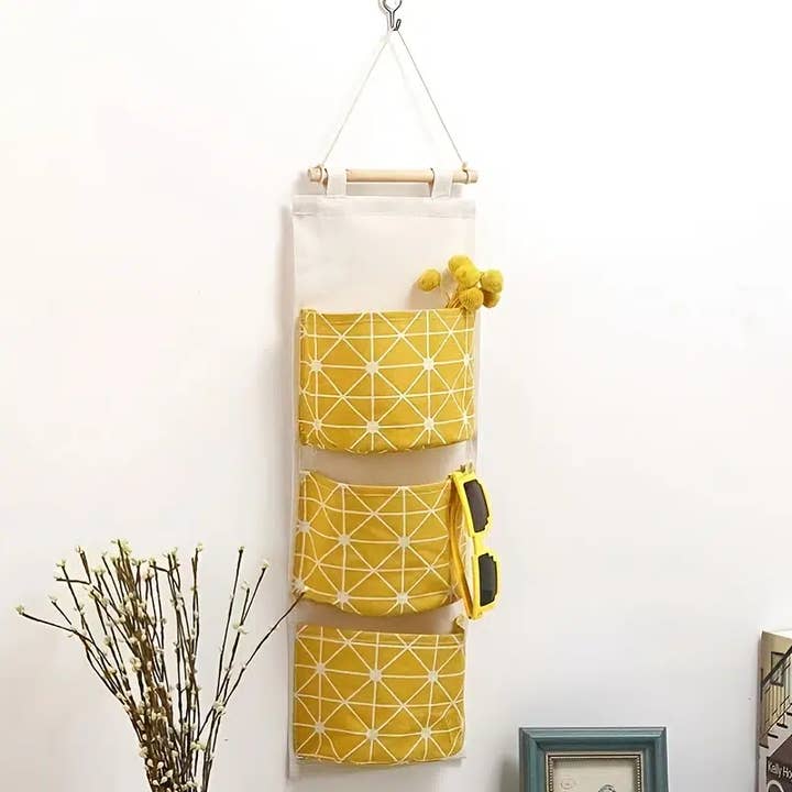 Magnifique Hearts - Wholesale Kitchen Storage/Organizer - 3-Tier Hanging Storage Bag Cotton Linen Over Door Organizer