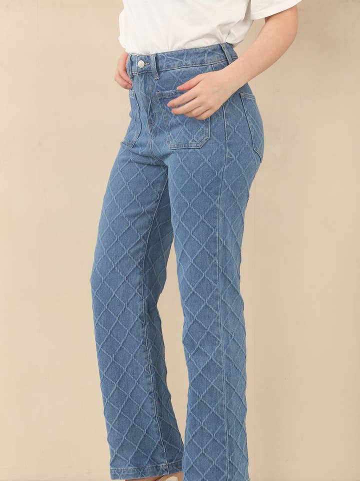 Kurt Muller - Wholesale Jeans - Women's - Textured Wide Leg Voggo Jeans