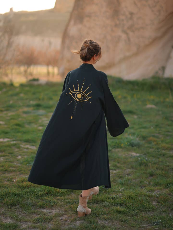 Moa - Wholesale Strandvestje/Strandjurk/Strandtuniek - Dames - Evil Eye strandkimono van 100% Turks katoen4