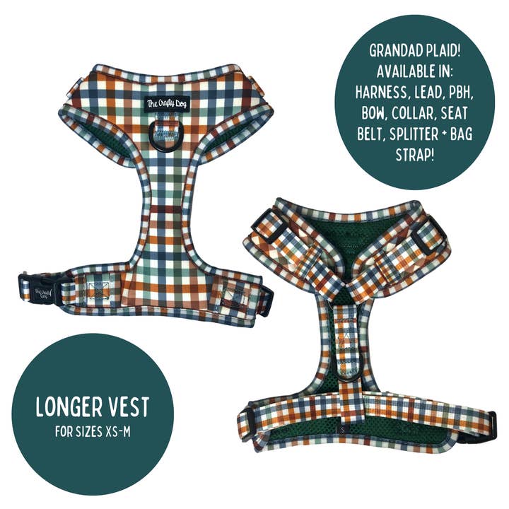 Grandad Plaid Harness for wholesale by The Crafty Dog Co