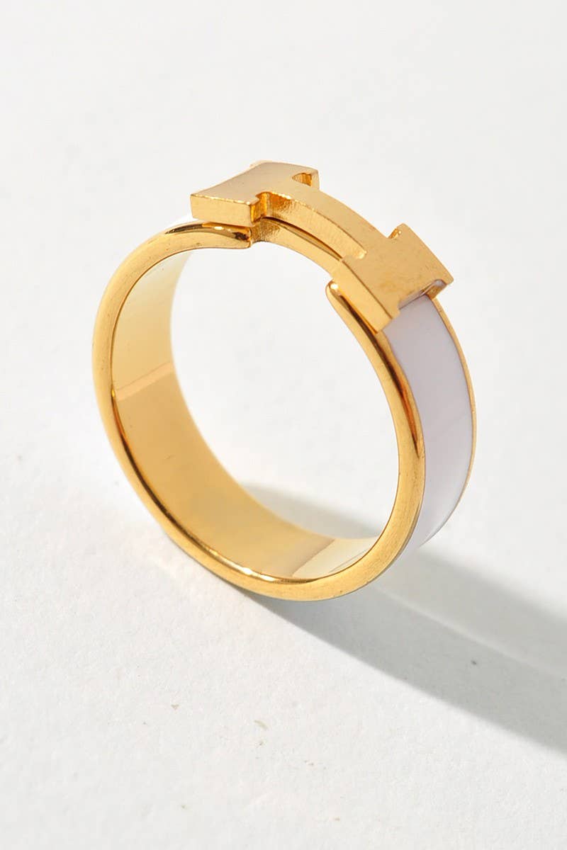 anbfashion - Vente Anneau/bague à empiler - Bague Design H en Émail0