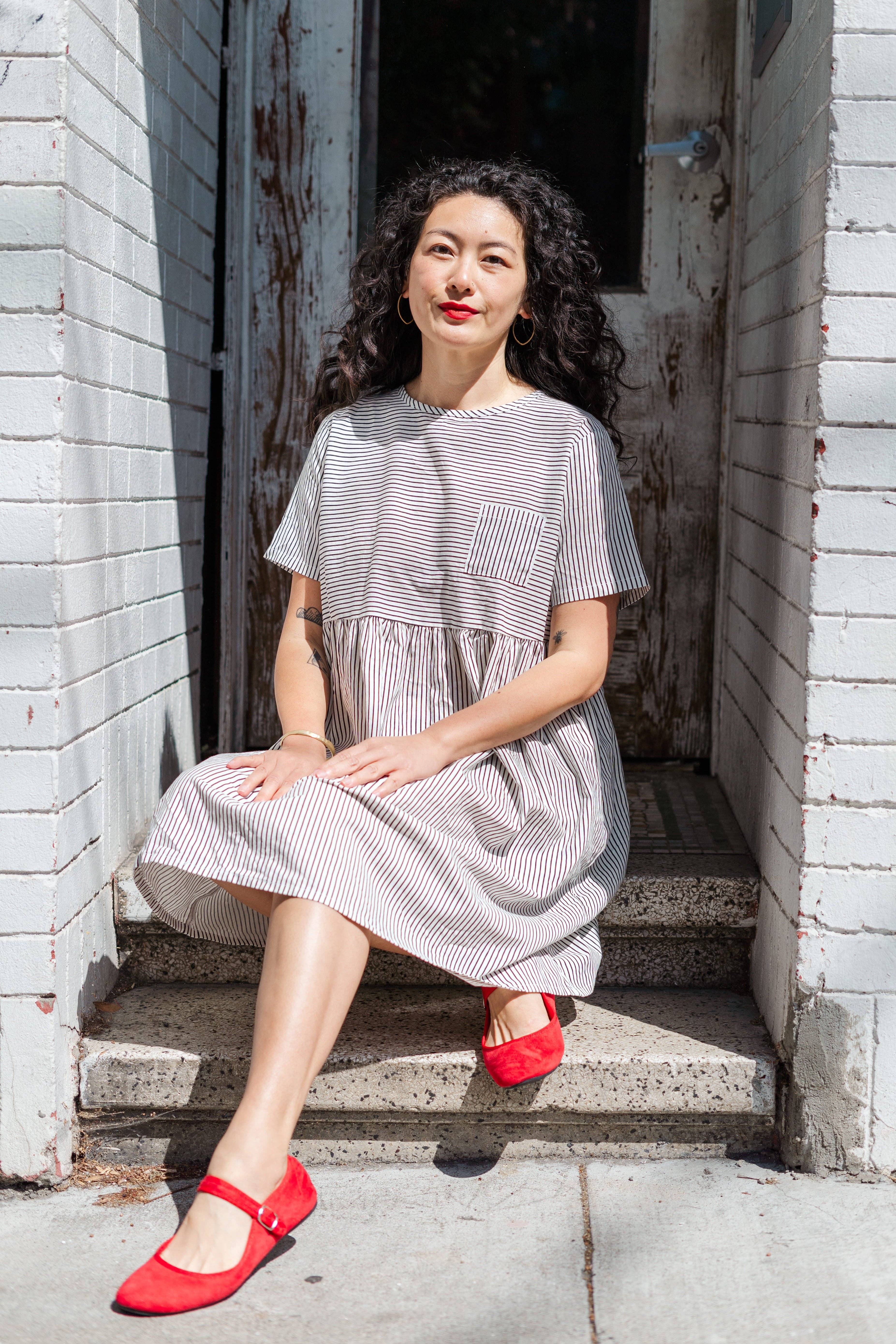 Nettle Studios - Wholesale Dress - Women's - Size Inclusive Plus Size Shirt Dress Pockets Striped Linen8