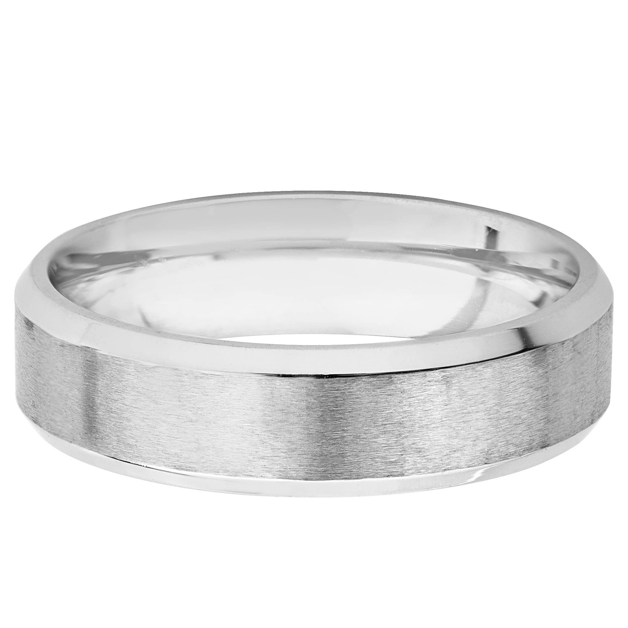 West Coast Jewelry - Wholesale Band/Stacked Ring - Satin Finish Stainless Steel Beveled Edge Ring - BULK PRICE2