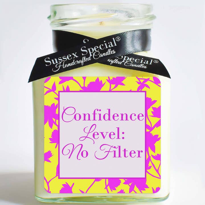 "Confidence Level: No Filter" Soy Candle for wholesale by Sussex Special