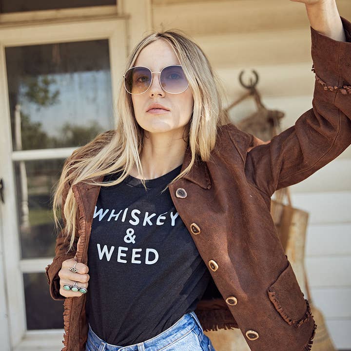 Cowboy Cool - Wholesale Screen Printed T-Shirt - Unisex - Whiskey & Weed Western Graphic Tee