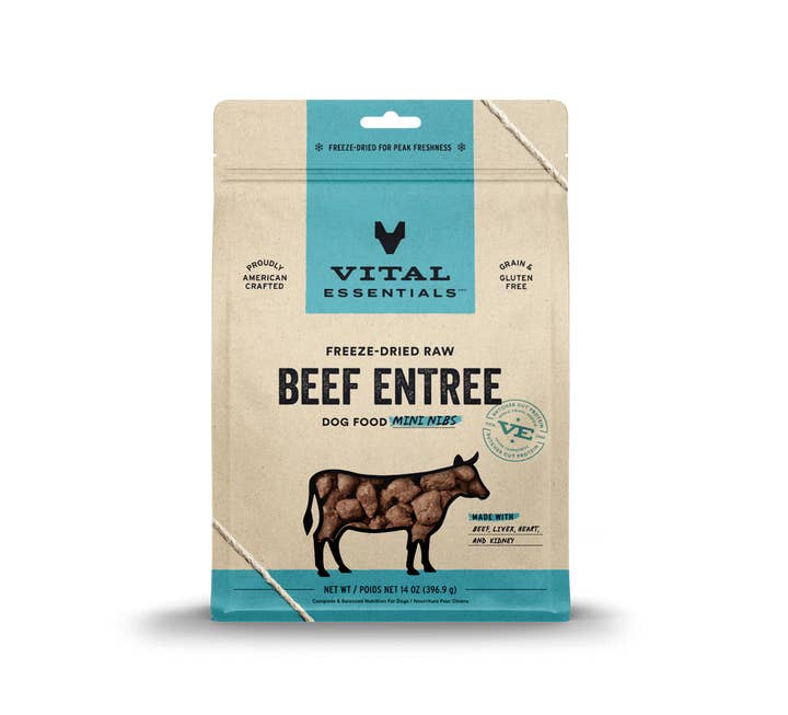 Pet Palette Distribution - Wholesale Pet Food - Dog - Vital Essentials Raw Beef FD Dog Food Mini Nibs 14 oz