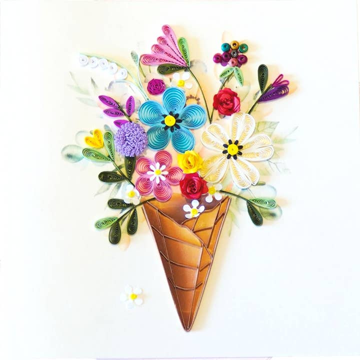 Färgglad blomsterbukett quillingkort för wholesale av Wonder Paper Art