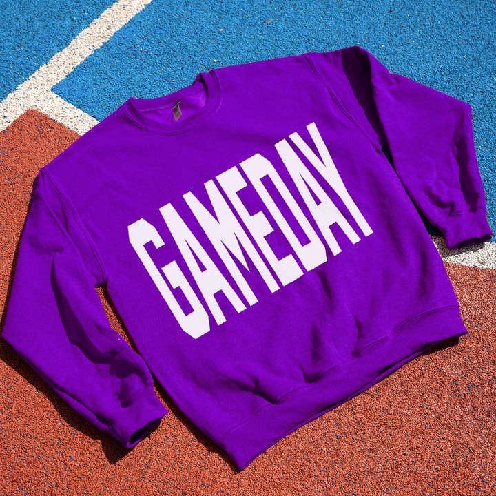 Fashion City - Wholesale Graphic Sweatshirt - Unisex - GAMEDAY Text OVERSIZE Logo Print Fleece Sweatshirt8